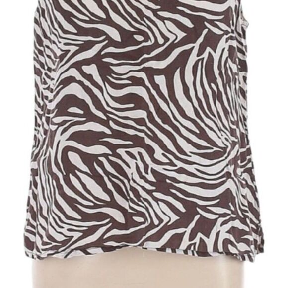 Chico's 100% Linen Zebra Striped Tank Top Brown White Animal Print Size 3 - Picture 8 of 9